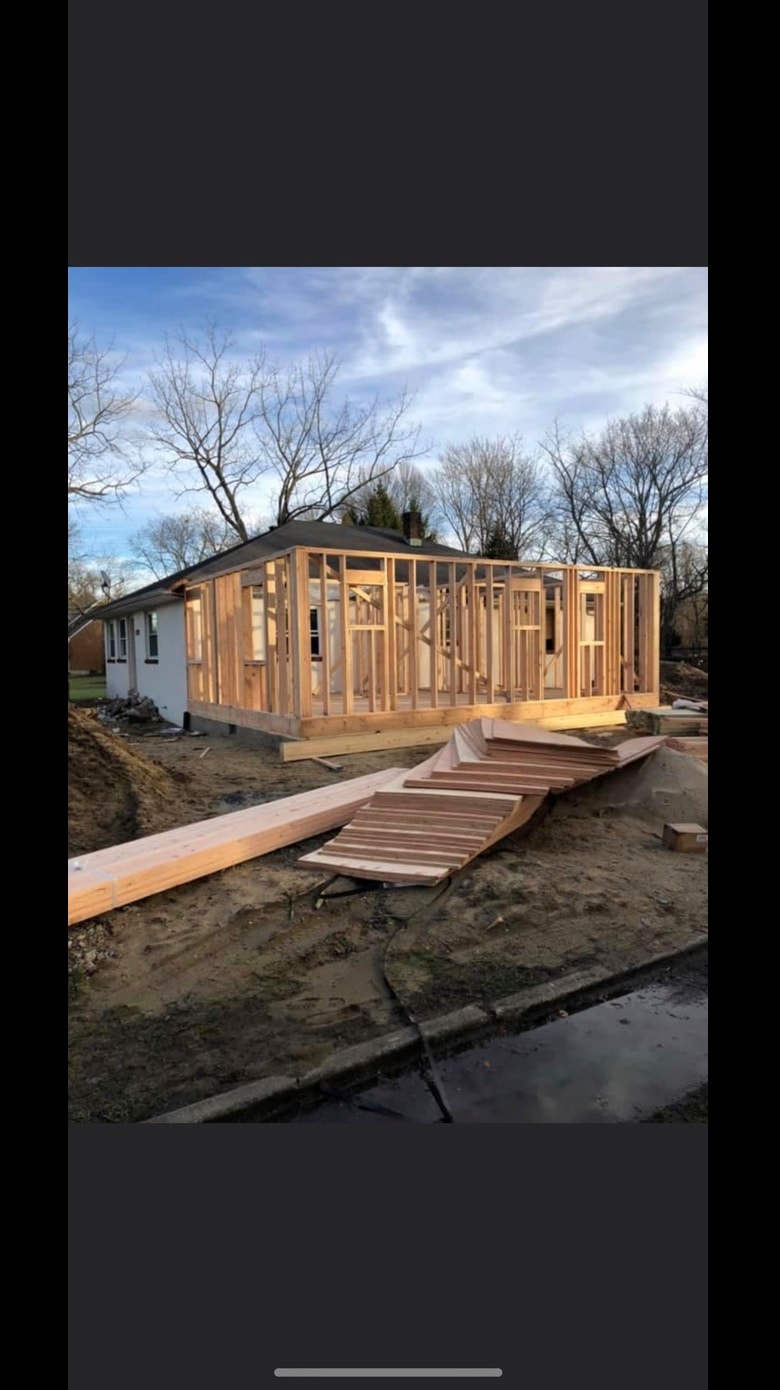 Home addition framing wide shot — Cole James Builders NJ