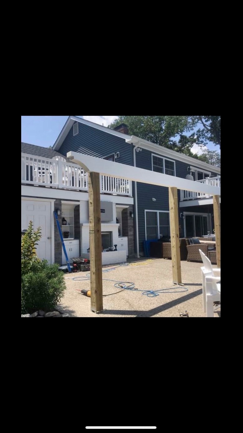 Pergola under construction — Cole James Builders NJ