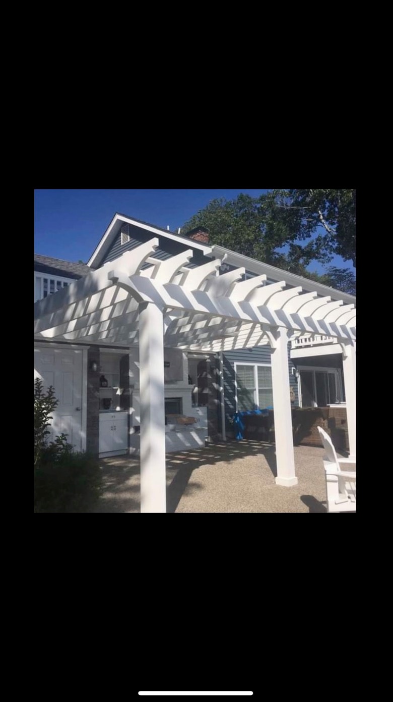 Finished white pergola — Cole James Builders Jersey Shore
