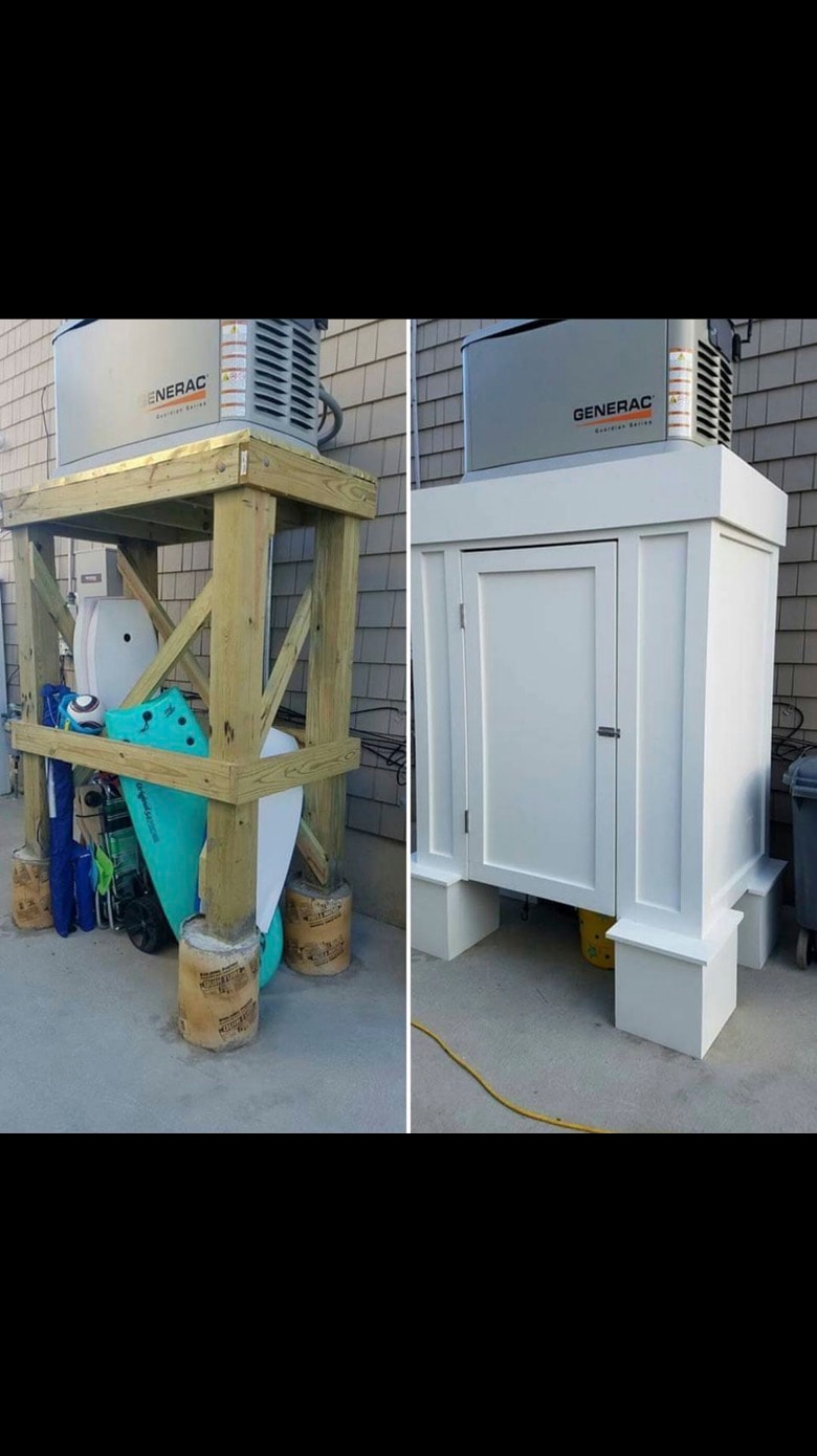 Generator enclosure before and after — Cole James Builders NJ
